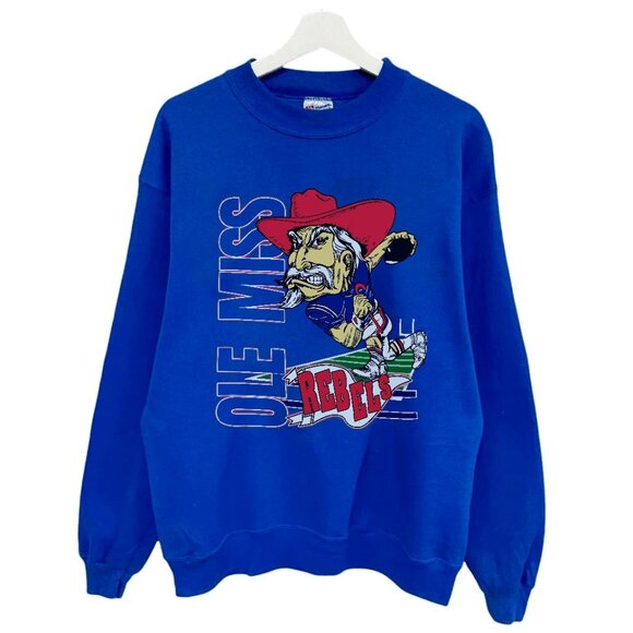 Vintage Ole Miss Rebels Football Sweatshirt, University of Mississippi Shirt Tee - Picture 1 of 2